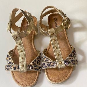 JUSTICE | Gold/Leopard Strap sandals